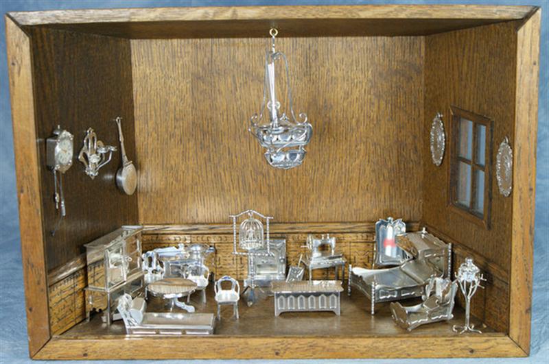 Miniature bedroom diorama with 16