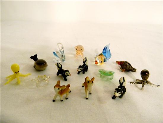 Miniature blown glass and porcelain