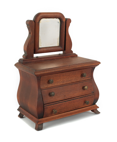 Miniature bombé doll's chest of