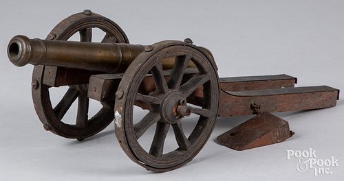 MINIATURE BRASS BARREL CANNON, 19TH