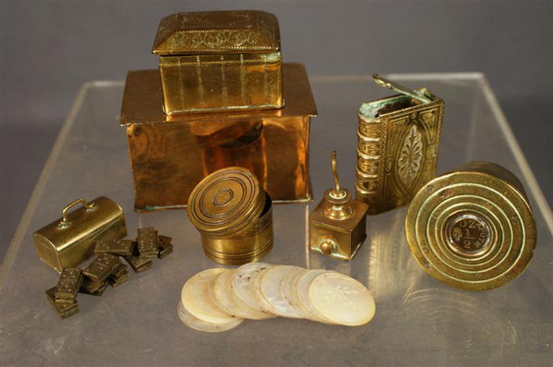 Miniature brass trunk with