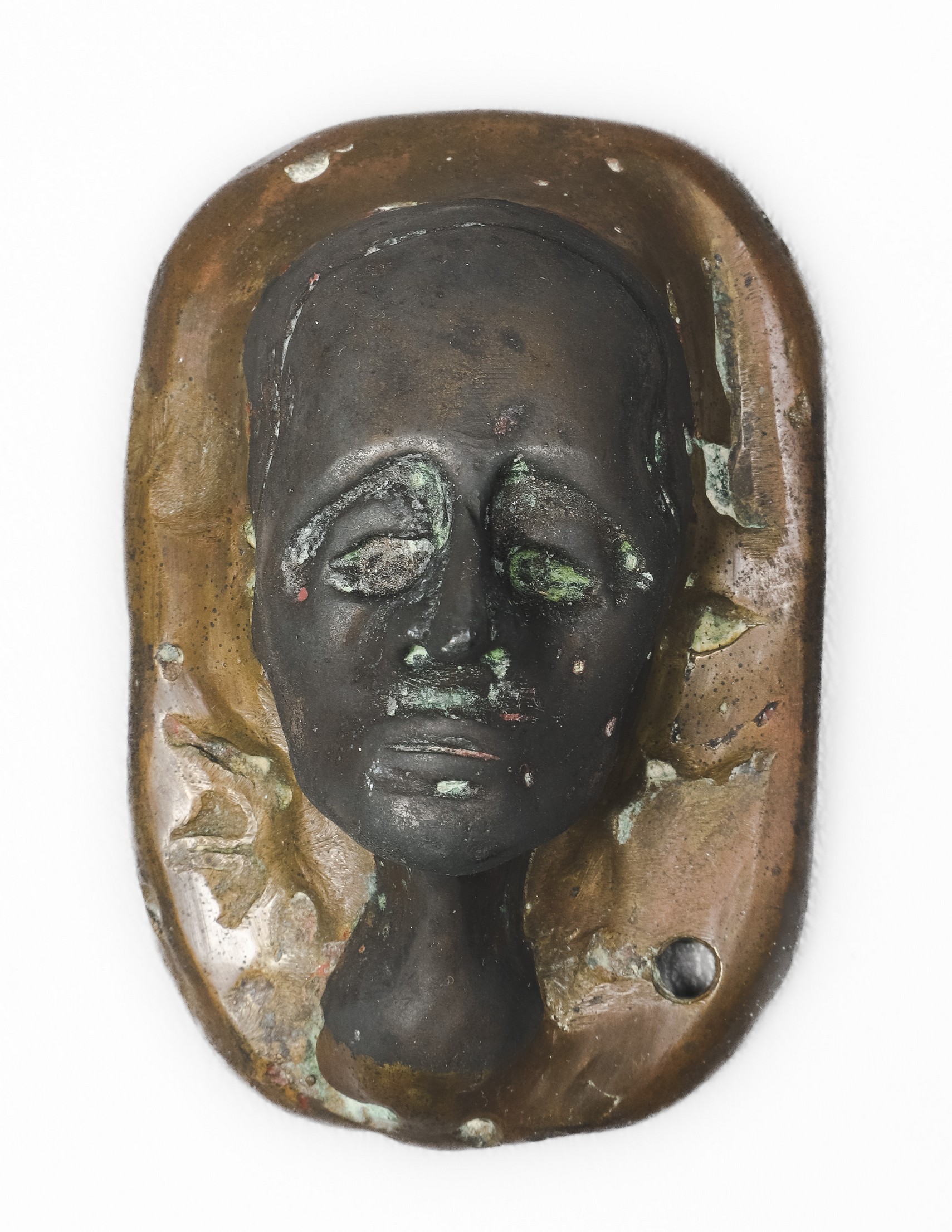 Miniature bronze death mask
