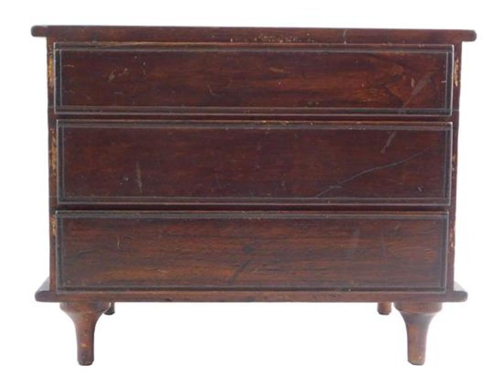 MINIATURE CHEST, C. 1860, WALNUT,