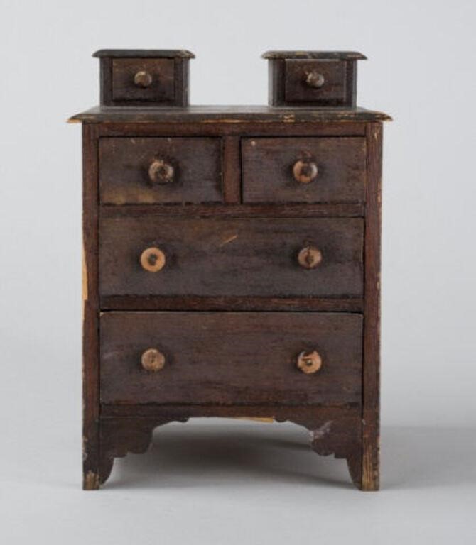MINIATURE CHEST IN OLD BROWN PAINTA