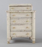 MINIATURE CHEST IN OLD WHITE P