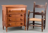 MINIATURE CHEST OF DRAWERS & C