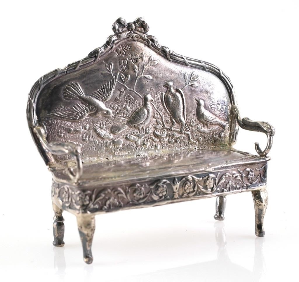 MINIATURE GERMAN STERLING SETTEE