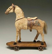 Miniature horse pull toy, stra