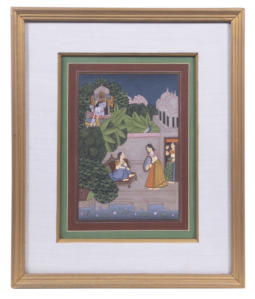 MINIATURE INDIAN PAINTING Servant