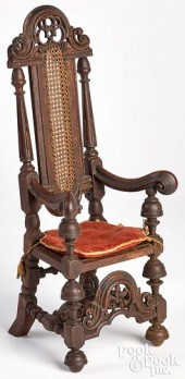 MINIATURE JACOBEAN CARVED WALN