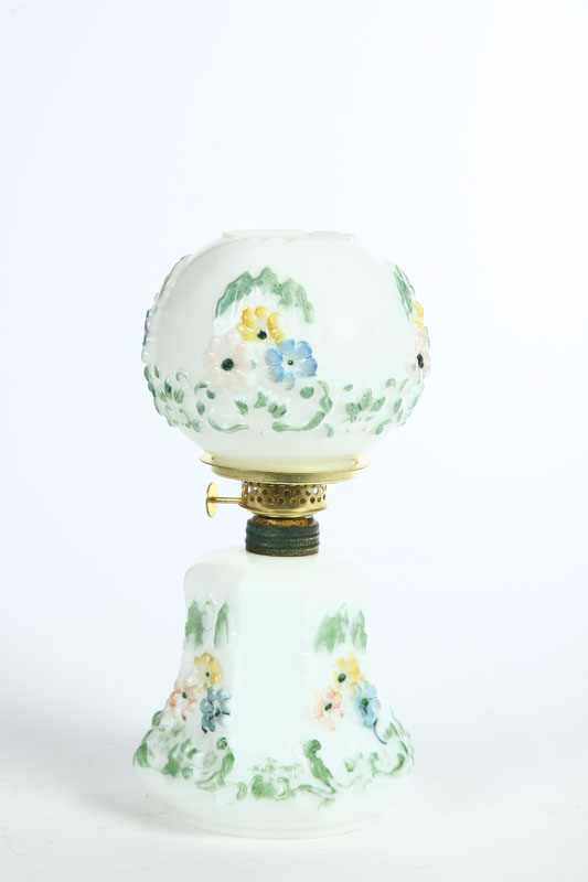 MINIATURE LAMP. Milk glass lamp
