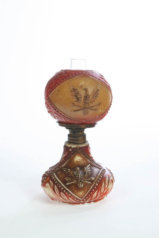 MINIATURE LAMP. Milk glass lamp