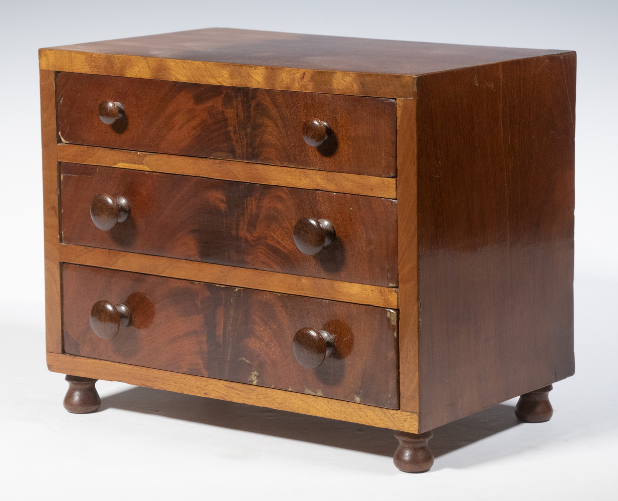 MINIATURE MAHOGANY CHEST Ca. 1830