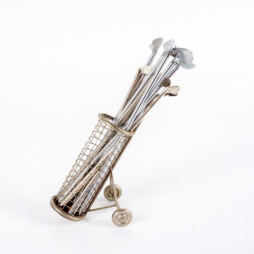 MINIATURE METAL GOLF BAG AND