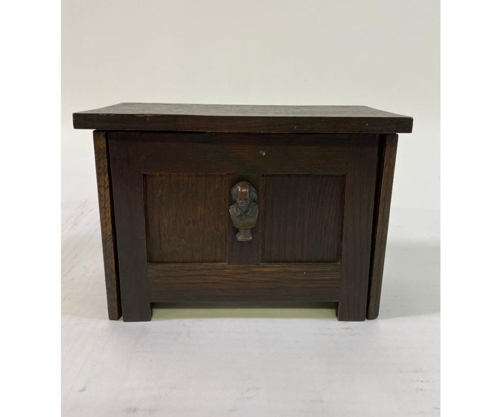 Miniature oak Arts & Crafts cased