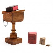 MINIATURE OAK LECTERN AND CHAI