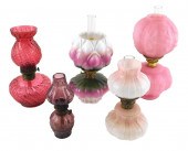 MINIATURE OIL LAMPS, ALL WITH