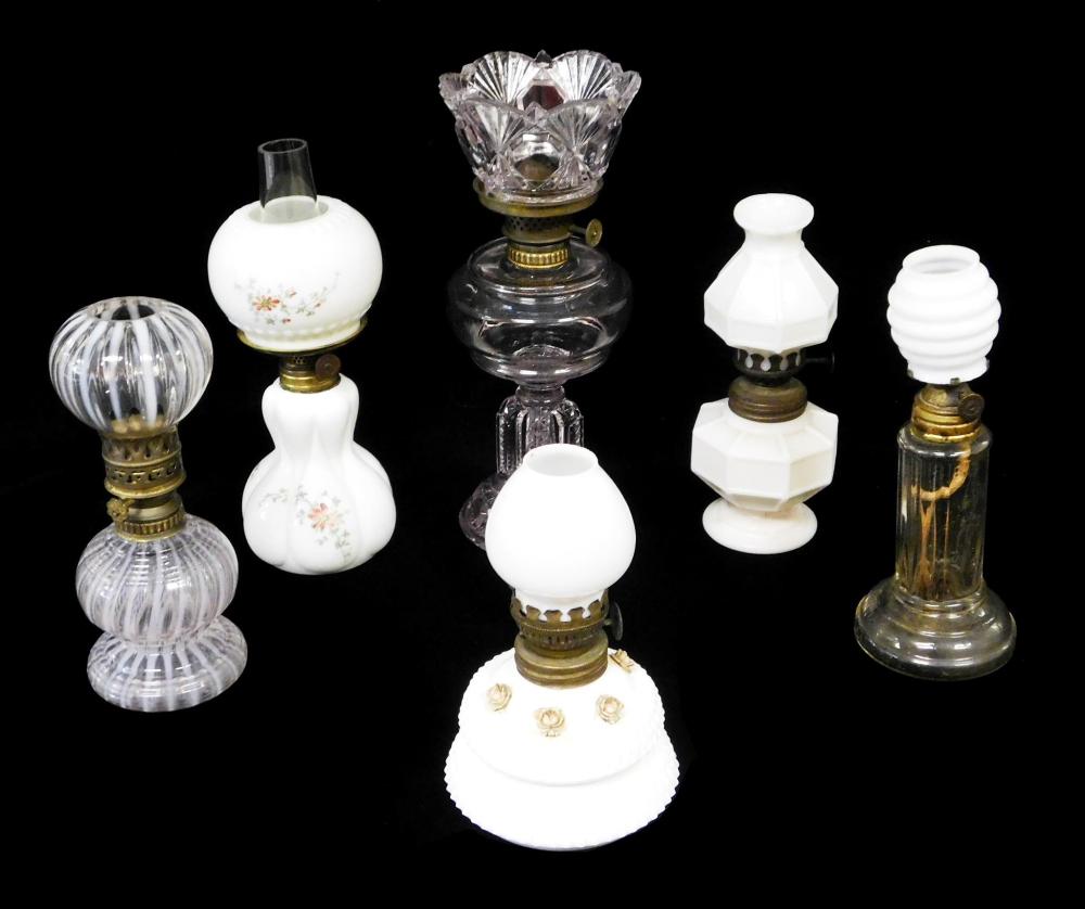 MINIATURE OIL LAMPS, ALL WITH