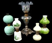 MINIATURE OIL LAMPS, ALL WITH