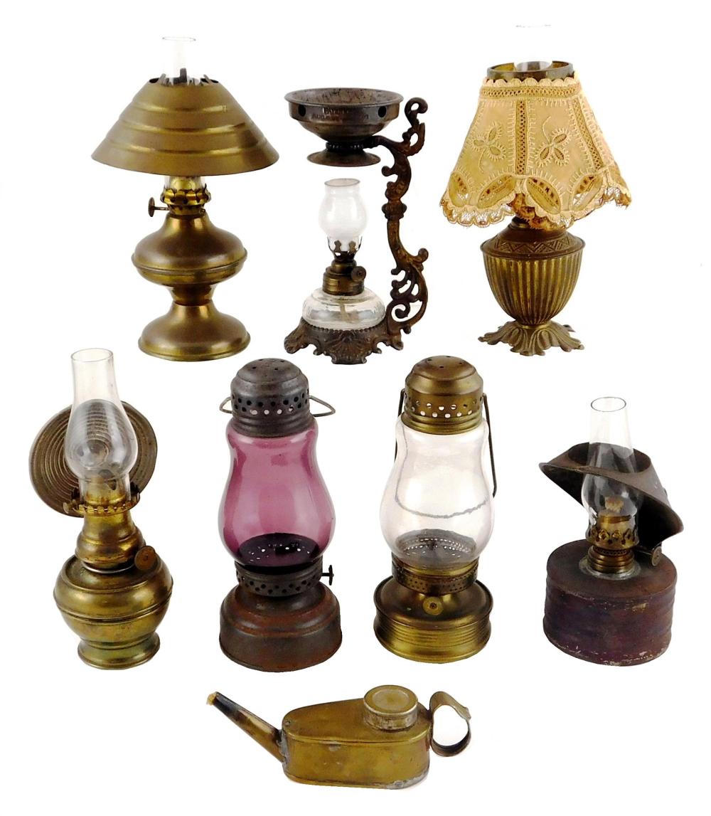 MINIATURE OIL LAMPS, ALL WITH