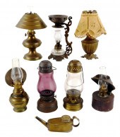MINIATURE OIL LAMPS, ALL WITH