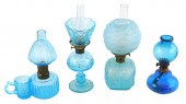 MINIATURE OIL LAMPS, FOUR PIEC