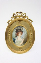 MINIATURE OVAL OIL ON IVORY po