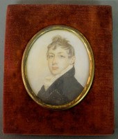 Miniature oval portrait 19th c