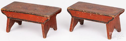 MINIATURE PAINTED PINE PAIR OF