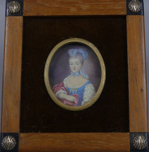 MINIATURE PAINTING YOUNG LADY IN
