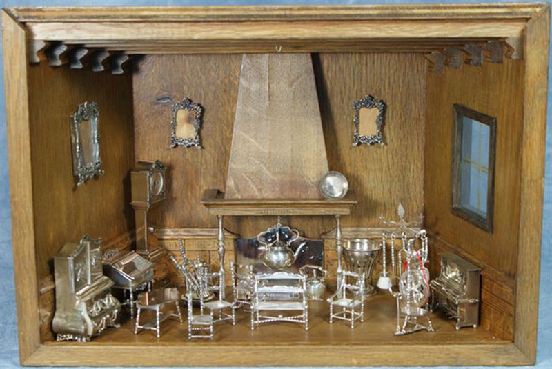 Miniature parlor diorama with 29