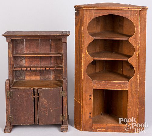 MINIATURE PINE CORNER CUPBOARD