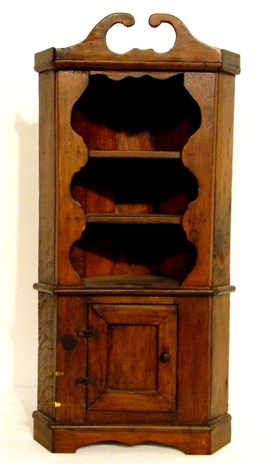 Miniature pine corner cupboard 