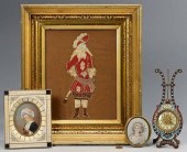 MINIATURE PORTRAITS, CLOCK, AN