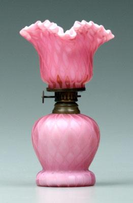 Miniature satin glass lamp, pink