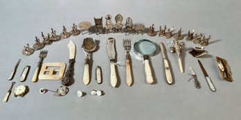 Miniature silver furniture,