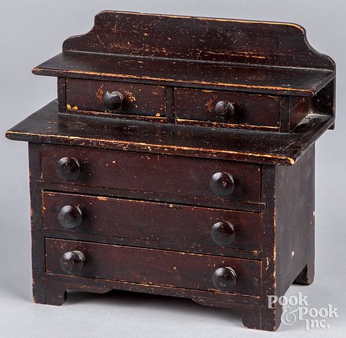 MINIATURE STAINED POPLAR CHEST OF