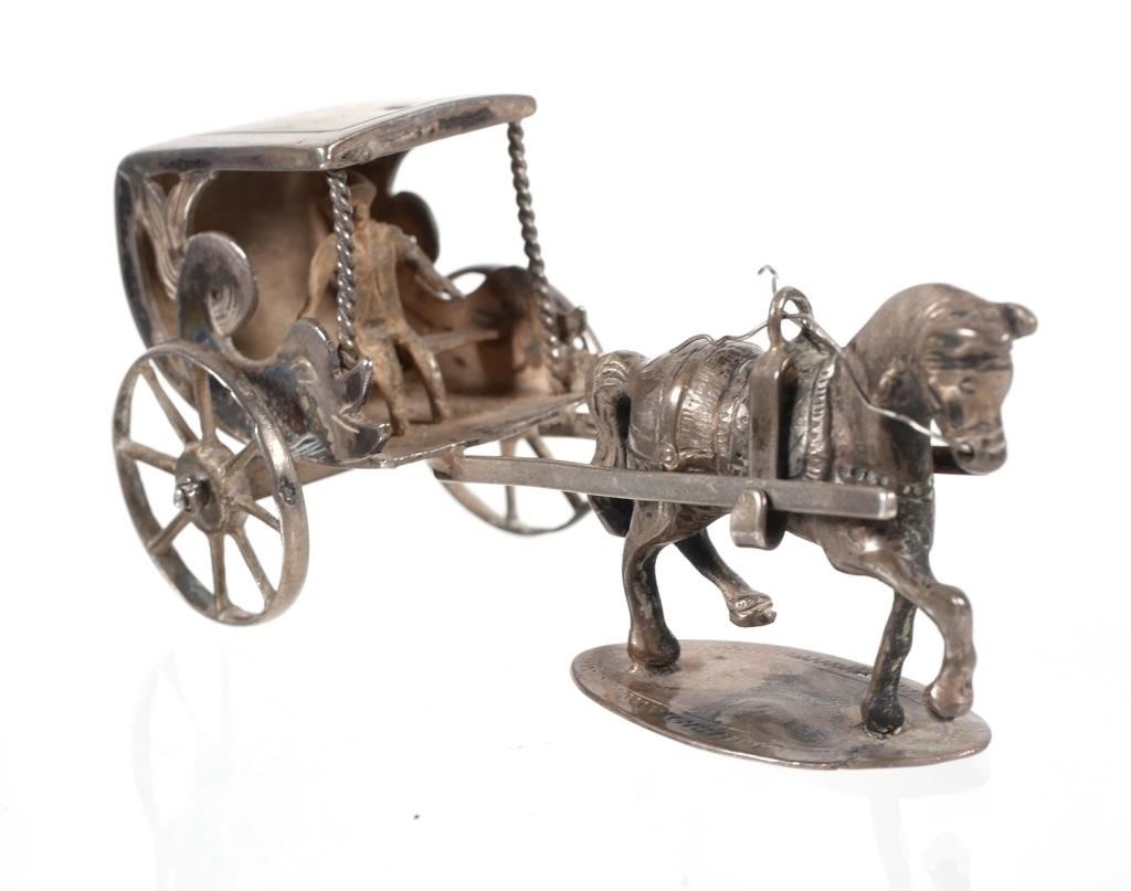 MINIATURE STERLING HORSE & BUGGY