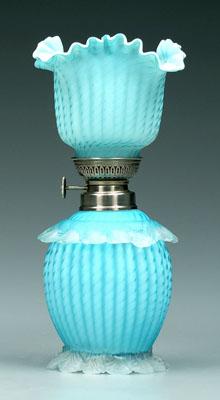 Miniature swirl satin glass lamp,