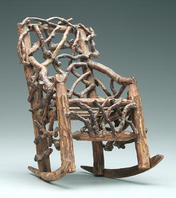 Miniature twig rocking chair,