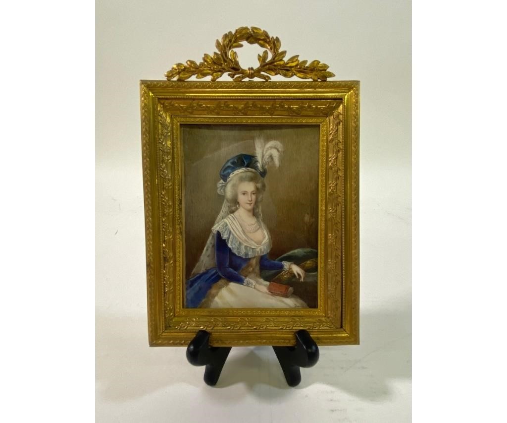 Miniature watercolor portrait of