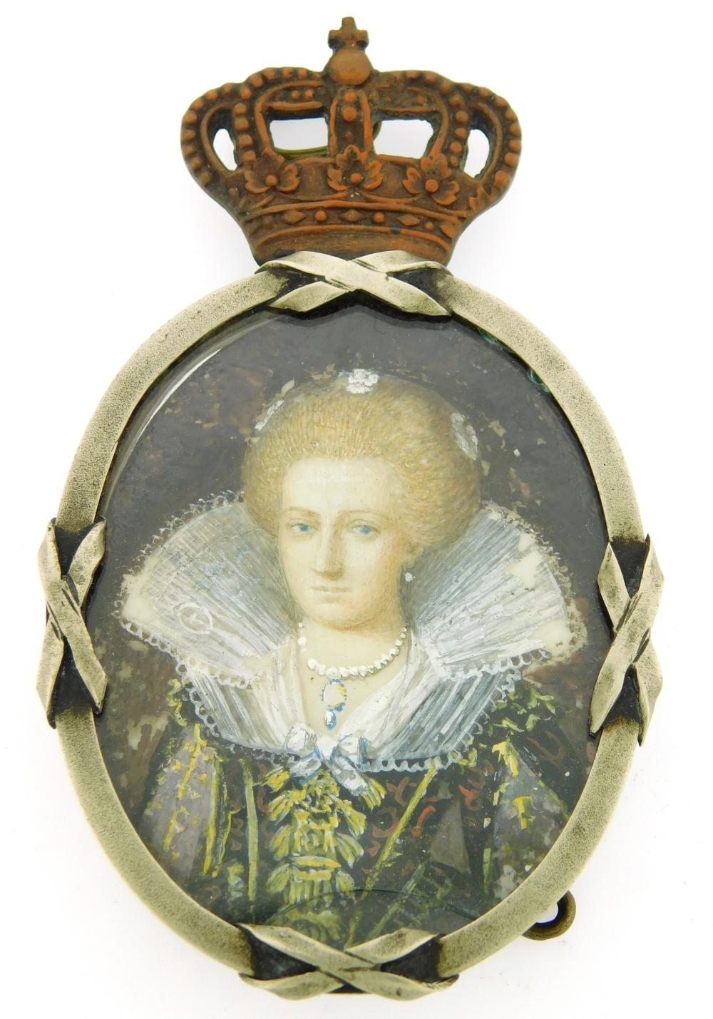 MINIATURE: WOMAN, OVAL SUPPORT,