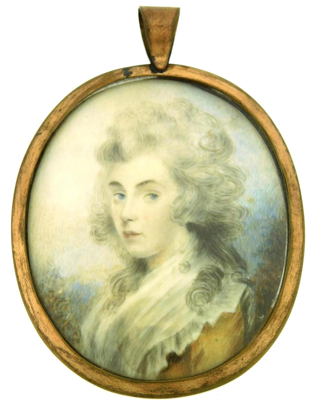 MINIATURE: WOMAN, OVAL SUPPORT,