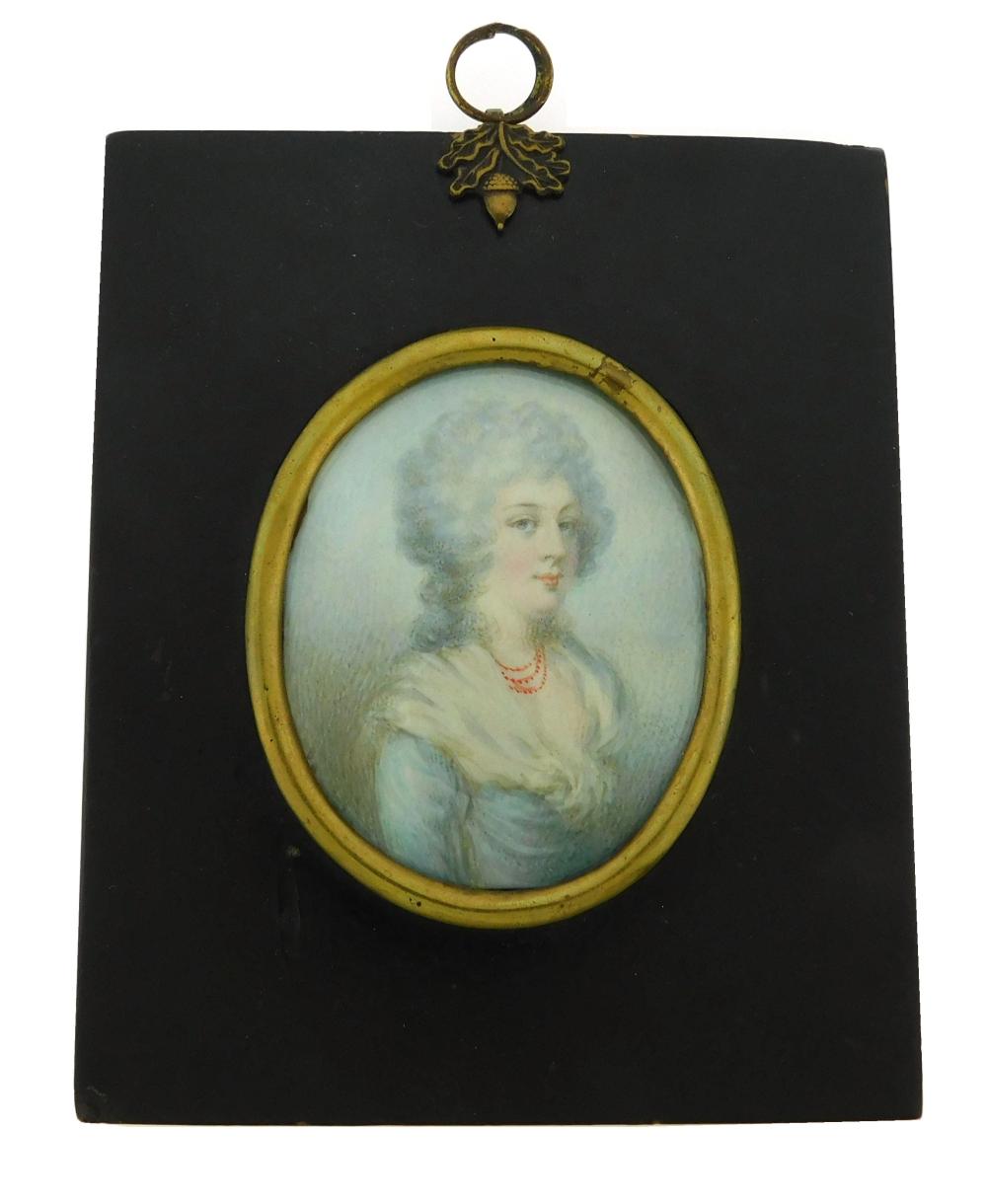 MINIATURE: WOMAN, OVAL SUPPORT,