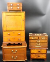 MINIATURE WOODEN CHEST & 4 MOR