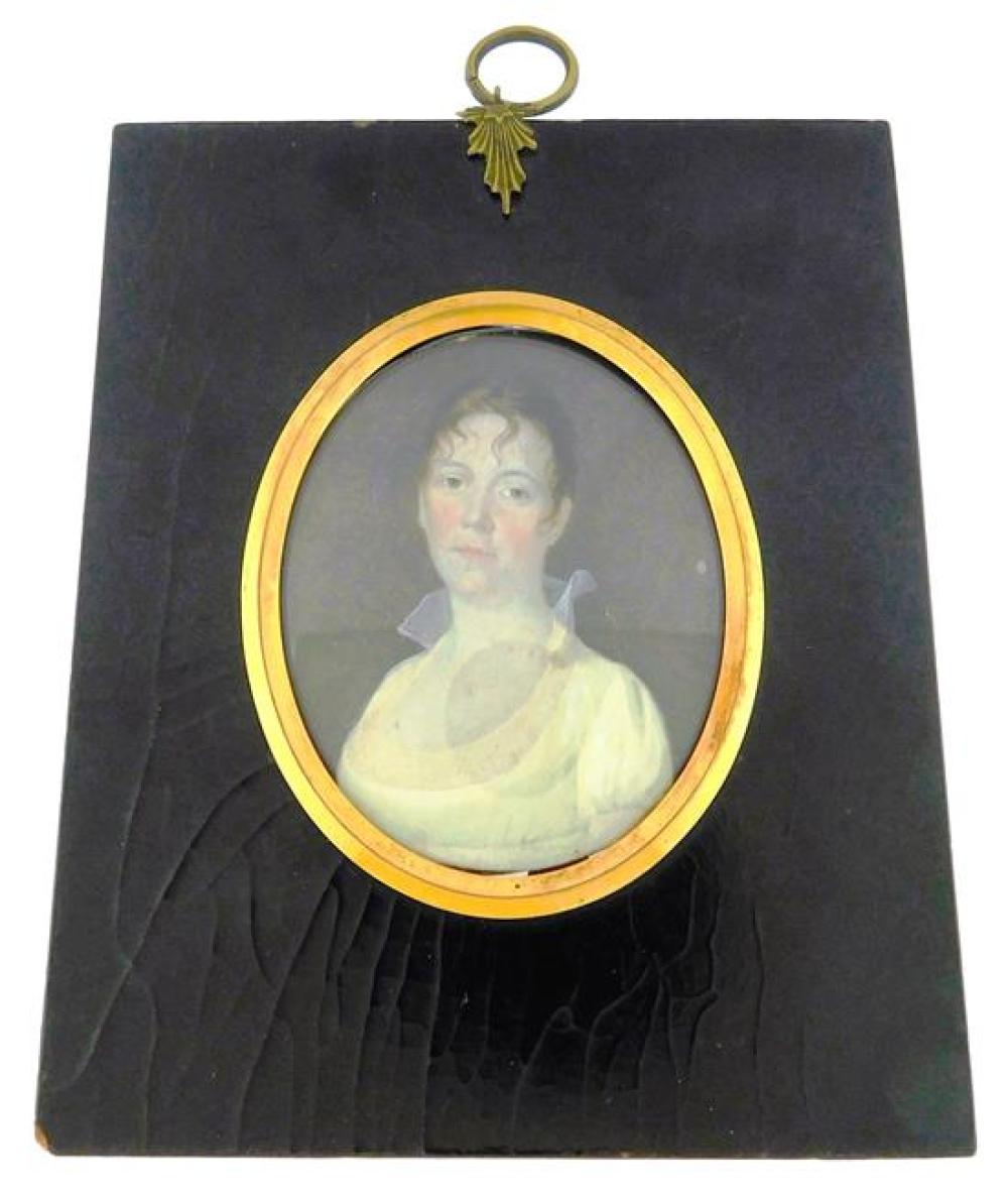 MINIATURE: YOUNG WOMAN, SIGNED L.