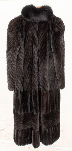 MINK &AMP; FOX FUR TRIM HERRINGBONE