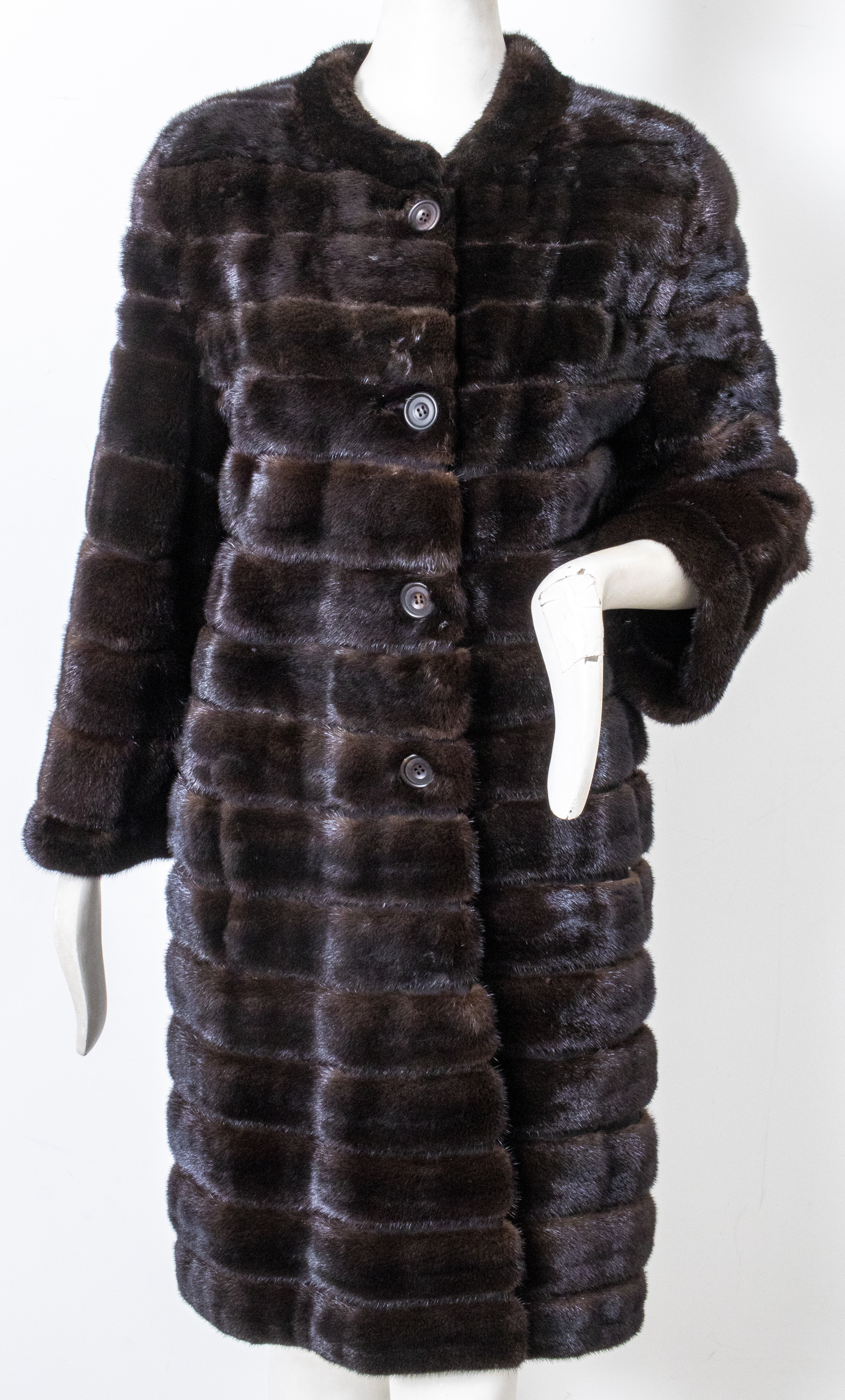 MINK AND SUEDE STRIPED FUR COAT