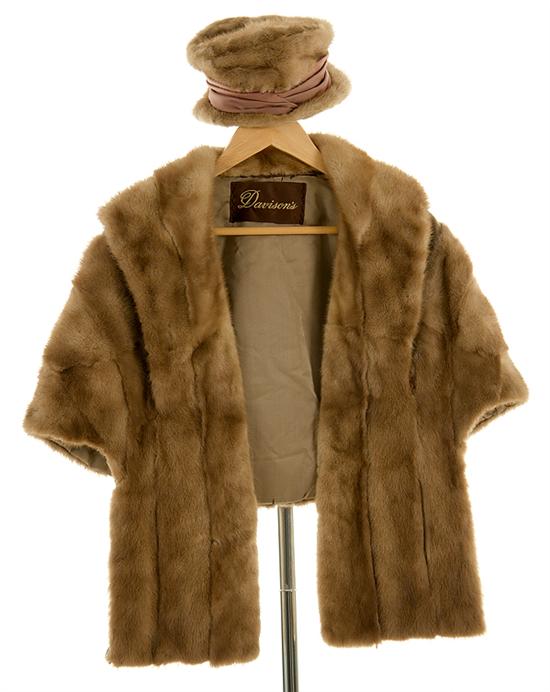 Mink cape and hat brown cape by