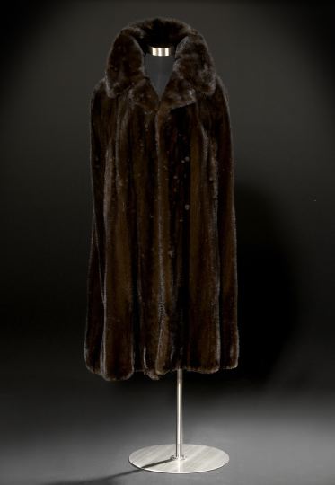 Mink Cape,  with a two-button